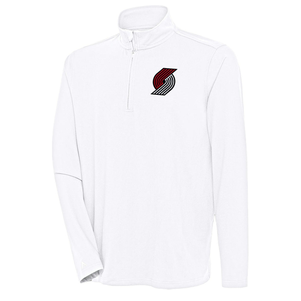 White Portland Trail Blazers Antigua Hunk Quarter-Zip Pullover Top | NBA