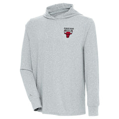 Heather Gray Chicago Bulls Antigua Saga Long Sleeve Hoodie T-Shirt | NBA