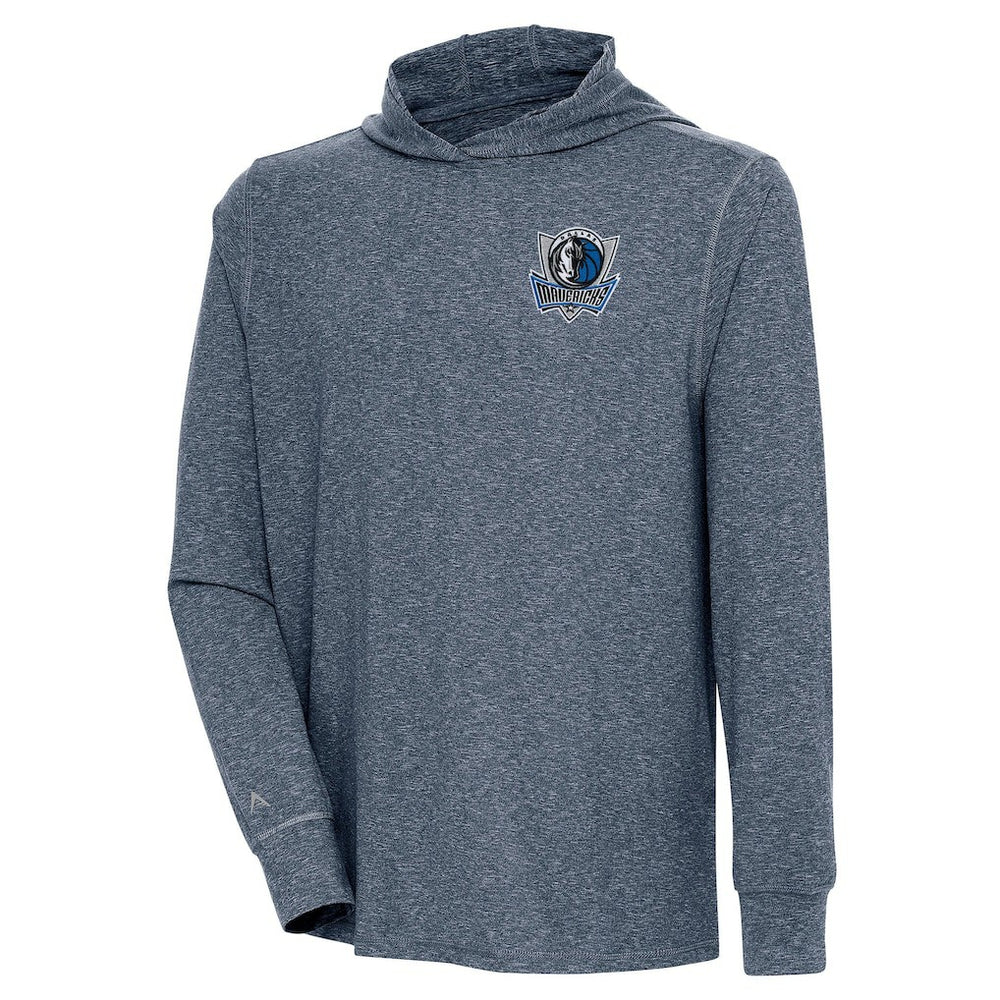 Heather Navy Dallas Mavericks Antigua Saga Long Sleeve Hoodie T-Shirt sale | NBA