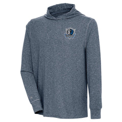 Heather Navy Dallas Mavericks Antigua Saga Long Sleeve Hoodie T-Shirt sale | NBA