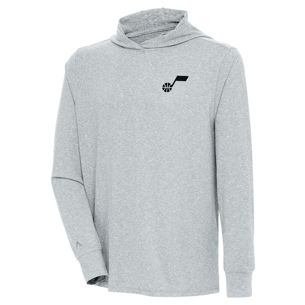 Heather Gray Utah Jazz Antigua Saga Long Sleeve Hoodie T-Shirt | NBA