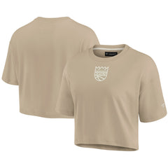 Khaki Sacramento Kings Women's Elements Super Soft Boxy Cropped T-Shirt | NBA