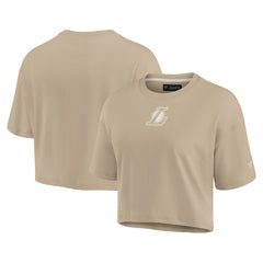 Khaki Los Angeles Lakers Women's Elements Super Soft Boxy Cropped T-Shirt | NBA