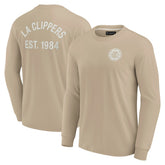 Khaki LA Clippers Unisex Elements Super Soft Long Sleeve T-Shirt | NBA