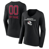 Arizona Cardinals Women's Personalized Name & Number Team Wordmark Long Sleeve V-Neck T-Shirt | NFL New