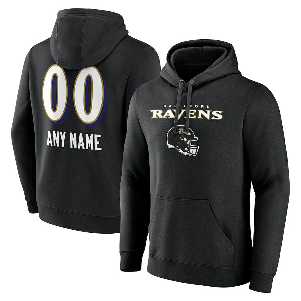 Baltimore Ravens Personalized Name & Number Team Wordmark Pullover Hoodie | NFL Sale