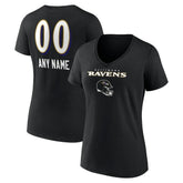 Baltimore Ravens Women's Personalized Name & Number Team Wordmark V-Neck T-Shirt | NFL Online