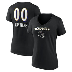 Baltimore Ravens Women's Personalized Name & Number Team Wordmark V-Neck T-Shirt | NFL Online