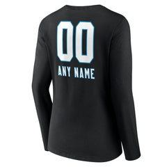 Carolina Panthers Women's Personalized Name & Number Team Wordmark Long Sleeve V-Neck T-Shirt | NFL Online