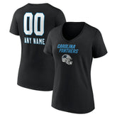 Carolina Panthers Women's Personalized Name & Number Team Wordmark V-Neck T-Shirt | NFL Discount