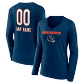 Chicago Bears Women's Personalized Name & Number Team Wordmark Long Sleeve V-Neck T-Shirt | NFL Near me