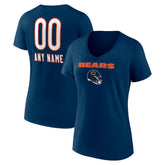 Chicago Bears Women's Personalized Name & Number Team Wordmark V-Neck T-Shirt | NFL Outlet