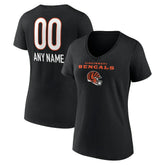 Cincinnati Bengals Women's Personalized Name & Number Team Wordmark V-Neck T-Shirt | NFL New