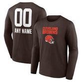 Cleveland Browns Personalized Name & Number Team Wordmark Long Sleeve T-Shirt | NFL New