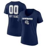 Dallas Cowboys Women's Personalized Name & Number Team Wordmark V-Neck T-Shirt | NFL On sale