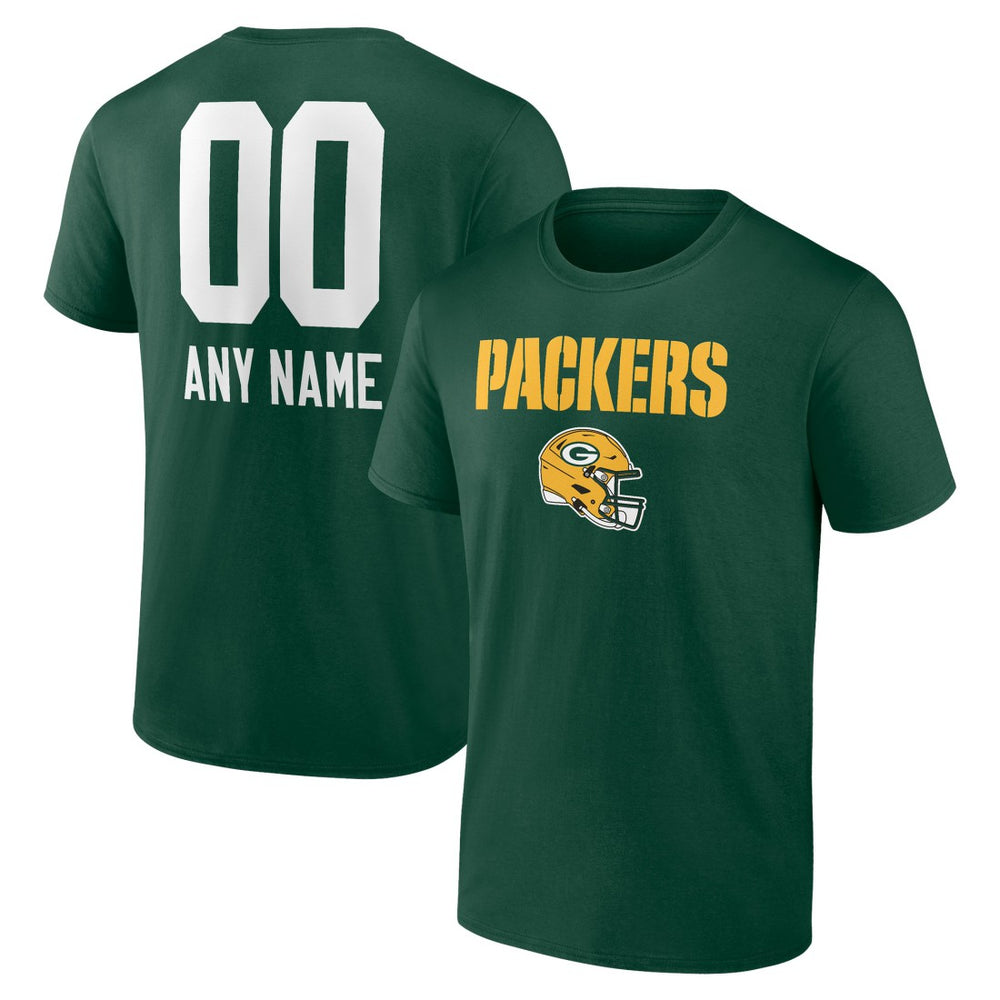 Green Bay Packers Personalized Name & Number Team Wordmark T-Shirt | NFL On sale