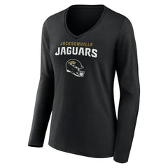 Jacksonville Jaguars Women's Personalized Name & Number Team Wordmark Long Sleeve V-Neck T-Shirt | NFL Near me