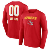 Kansas City Chiefs Personalized Name & Number Team Wordmark Long Sleeve T-Shirt | NFL On sale
