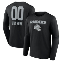 Las Vegas Raiders Personalized Name & Number Team Wordmark Long Sleeve T-Shirt | NFL Online