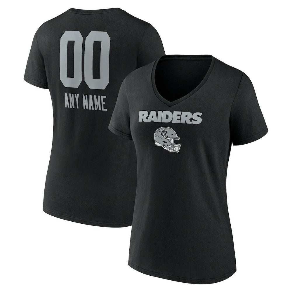 Las Vegas Raiders Women's Personalized Name & Number Team Wordmark V-Neck T-Shirt | NFL Hot