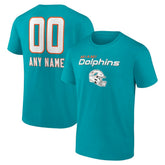 Miami Dolphins Personalized Name & Number Team Wordmark T-Shirt | NFL Discount