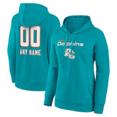 Miami Dolphins Women's Personalized Name & Number Team Wordmark Pullover Hoodie | NFL New