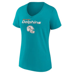 Miami Dolphins Women's Personalized Name & Number Team Wordmark V-Neck T-Shirt | NFL On sale
