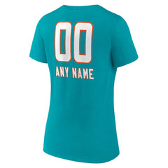 Miami Dolphins Women's Personalized Name & Number Team Wordmark V-Neck T-Shirt | NFL On sale
