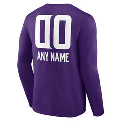 Minnesota Vikings Personalized Name & Number Team Wordmark Long Sleeve T-Shirt | NFL Outlet