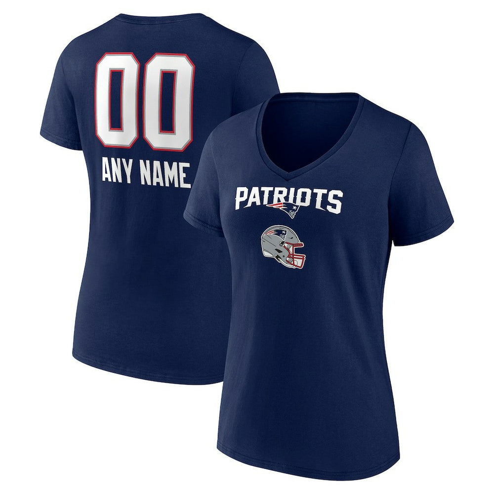 New England Patriots Women's Personalized Name & Number Team Wordmark V-Neck T-Shirt | NFL US