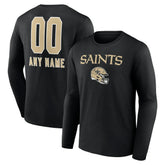 New Orleans Saints Personalized Name & Number Team Wordmark Long Sleeve T-Shirt | NFL US