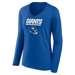New York Giants Women's Personalized Name & Number Team Wordmark Long Sleeve V-Neck T-Shirt | NFL Online