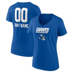 New York Giants Women's Personalized Name & Number Team Wordmark V-Neck T-Shirt | NFL Discount