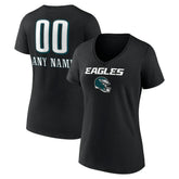 Philadelphia Eagles Women's Personalized Name & Number Team Wordmark V-Neck T-Shirt | NFL US