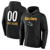 Pittsburgh Steelers Personalized Name & Number Team Wordmark Pullover Hoodie | NFL Discount