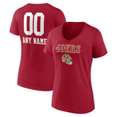 San Francisco 49ers Women's Personalized Name & Number Team Wordmark V-Neck T-Shirt | NFL Outlet