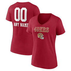 San Francisco 49ers Women's Personalized Name & Number Team Wordmark V-Neck T-Shirt | NFL Outlet