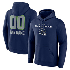 Seattle Seahawks Personalized Name & Number Team Wordmark Pullover Hoodie | NFL New