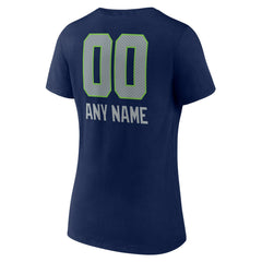 Seattle Seahawks Women's Personalized Name & Number Team Wordmark V-Neck T-Shirt | NFL New