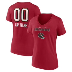 Tampa Bay Buccaneers Women's Personalized Name & Number Team Wordmark V-Neck T-Shirt | NFL Outlet