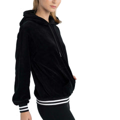 Black Los Angeles Lakers Lusso Women's Nellie Oversized Velour Pullover Hoodie | NBA