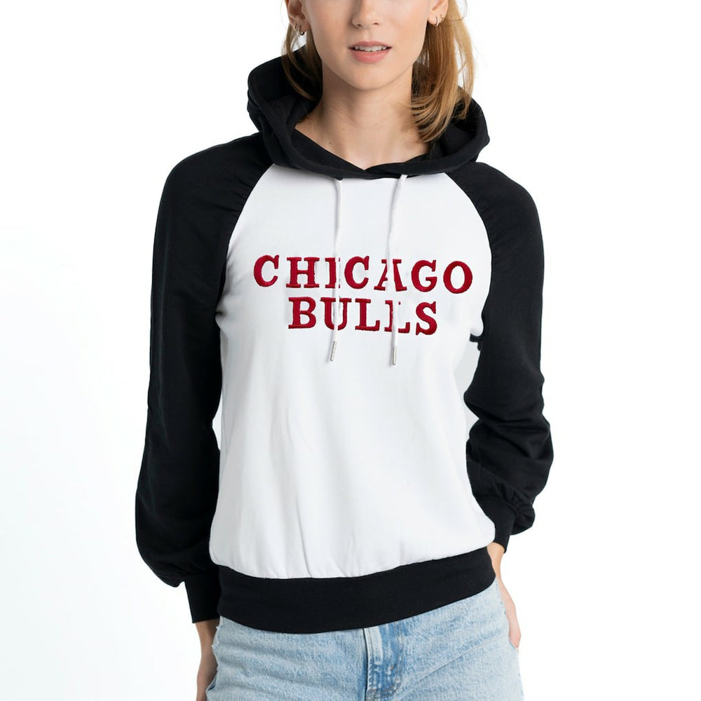 White Chicago Bulls Lusso Women's Marlowe Tri-Blend Raglan Pullover Hoodie | NBA