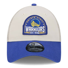 Khaki/Royal Golden State Warriors Throwback Patch Trucker 9FORTY Adjustable Hat sale | NBA