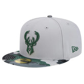 Gray Milwaukee Bucks Active Color Camo Visor 59FIFTY Fitted Hat | NBA