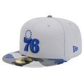 Gray Philadelphia 76ers Active Color Camo Visor 59FIFTY Fitted Hat | NBA