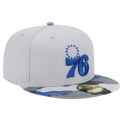 Gray Philadelphia 76ers Active Color Camo Visor 59FIFTY Fitted Hat | NBA
