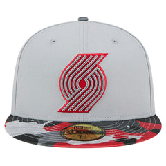 Gray Portland Trail Blazers Active Color Camo Visor 59FIFTY Fitted Hat | NBA