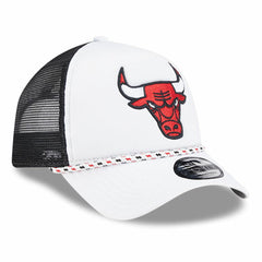 White/Black Chicago Bulls Court Sport Foam A-Frame 9FORTY Adjustable Trucker Hat | NBA