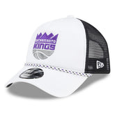 White/Black Sacramento Kings Court Sport Foam A-Frame 9FORTY Adjustable Trucker Hat | NBA
