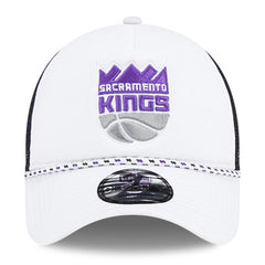 White/Black Sacramento Kings Court Sport Foam A-Frame 9FORTY Adjustable Trucker Hat | NBA